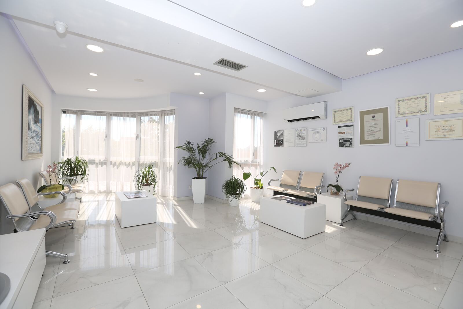 Modern reception area of our partner dental clinic in Tirana
